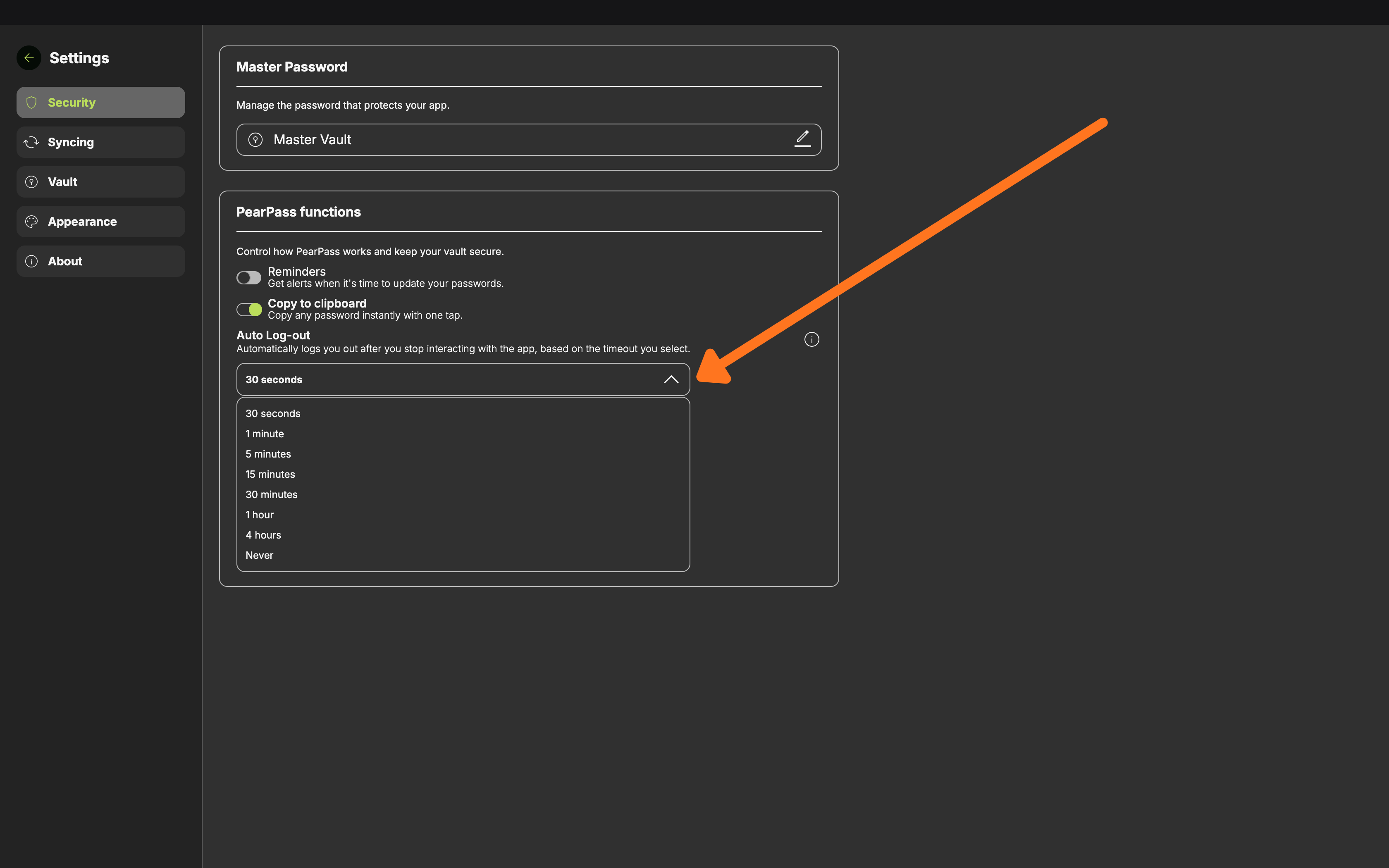 Auto Log-out dropdown on desktop